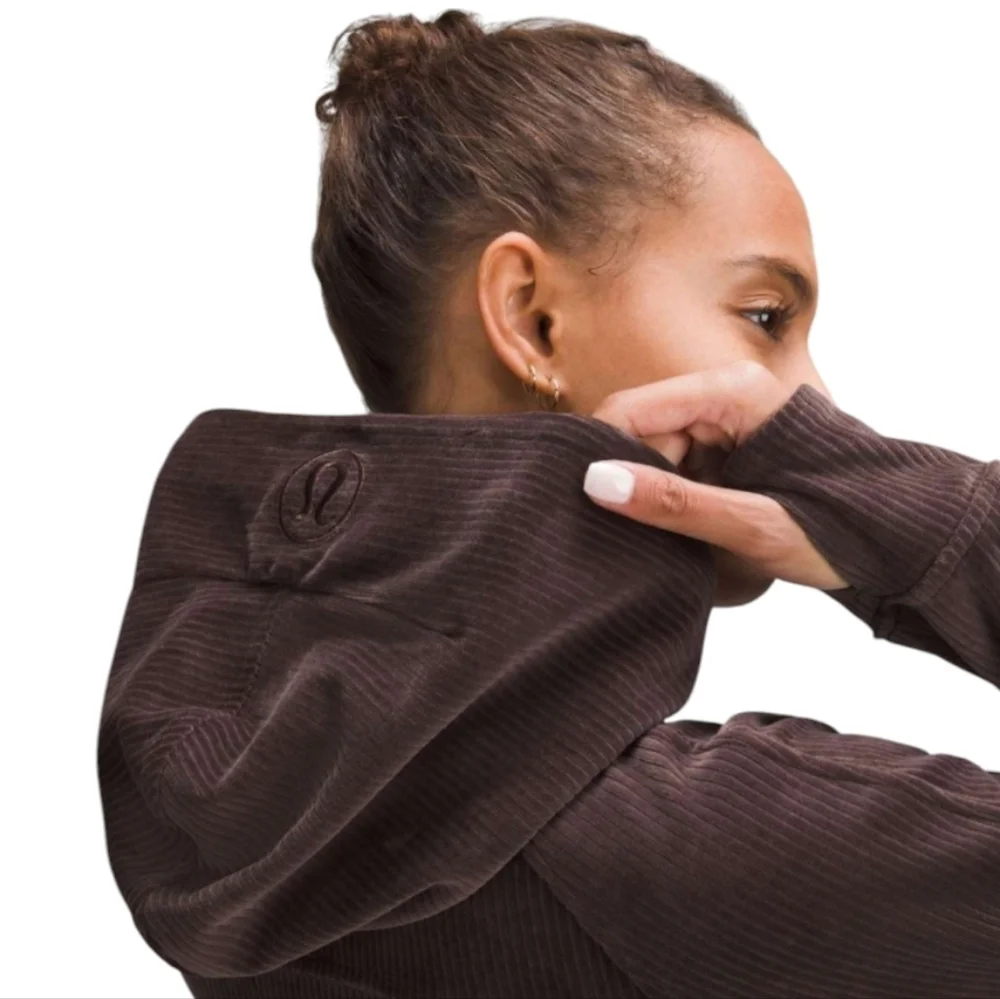 Lululemon Scuba Oversized Hoodie Velvet Cord Brown Women's XL/XXL - Picture 3 of 9